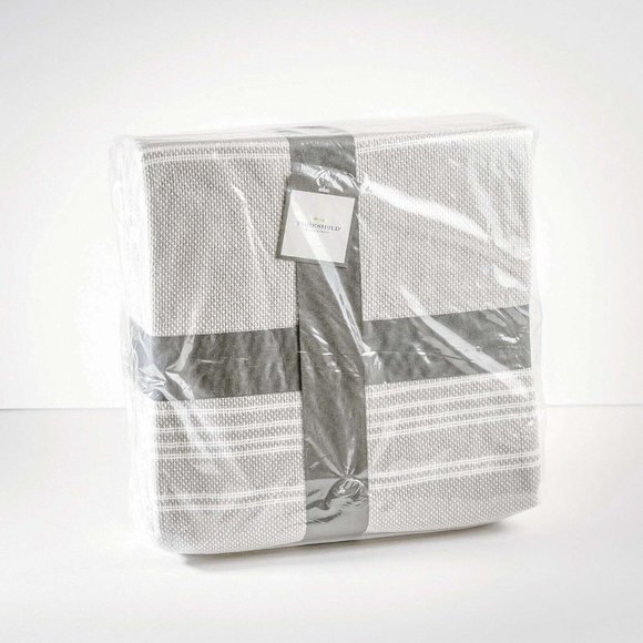 NWT Threshold Stripe Cotton Bed Blanket Grey White - Picture 5 of 8